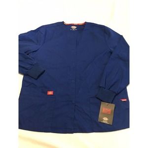 Dickies Blue Eds Signature Scrubs Missy Fit Snap Front Warm Up Jacket Womens S